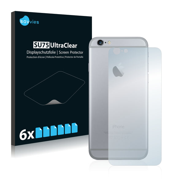 6x Savvies SU75 Screen Protector for Apple iPhone 6 Back (entire surface)