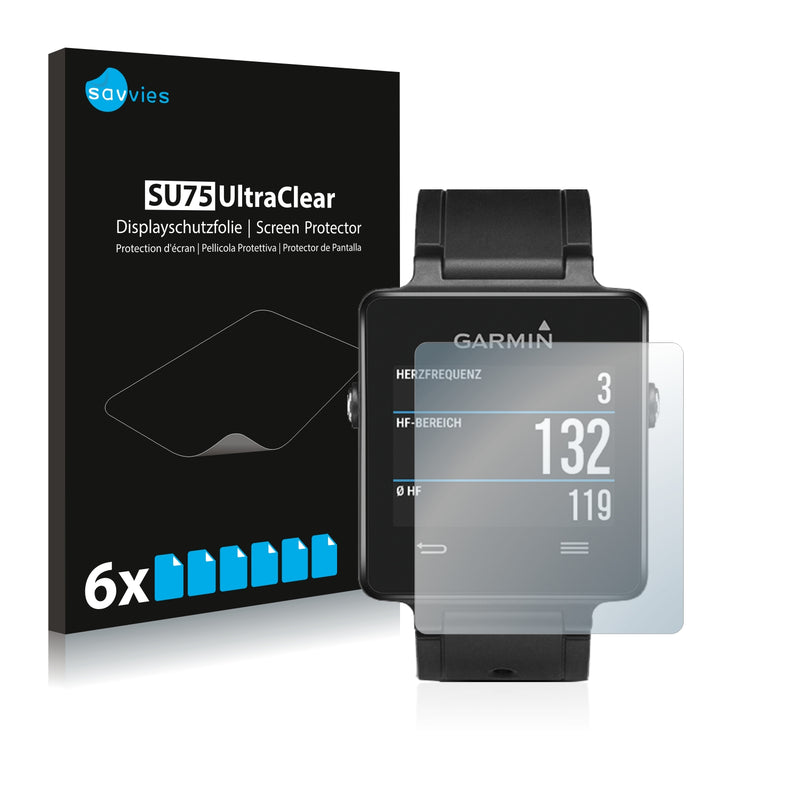 6x Savvies SU75 Screen Protector for Garmin vivoactive