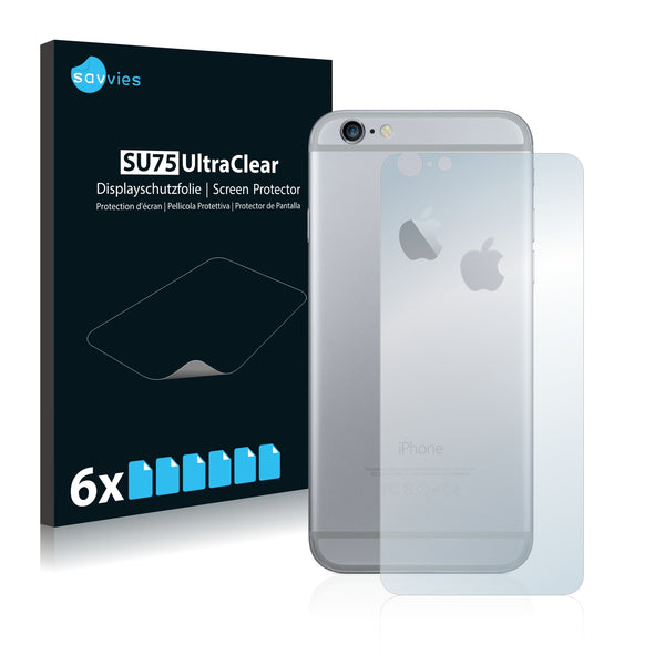 6x Savvies SU75 Screen Protector for Apple iPhone 6S Plus Back side (full surface + LogoCut)