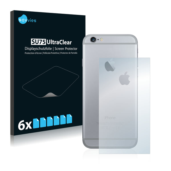 6x Savvies SU75 Screen Protector for Apple iPhone 6S Plus Back side (middle surface + LogoCut)