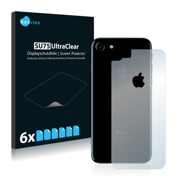 6x Savvies SU75 Screen Protector for Apple iPhone 7 Back side (full surface + LogoCut)
