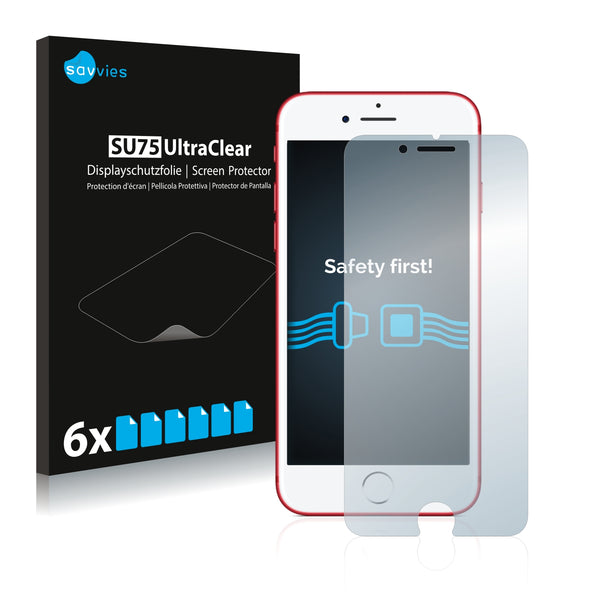 6x Savvies SU75 Screen Protector for Apple iPhone 7 Red