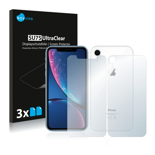 6x Savvies SU75 Screen Protector for Apple iPhone XR (Front + Back)