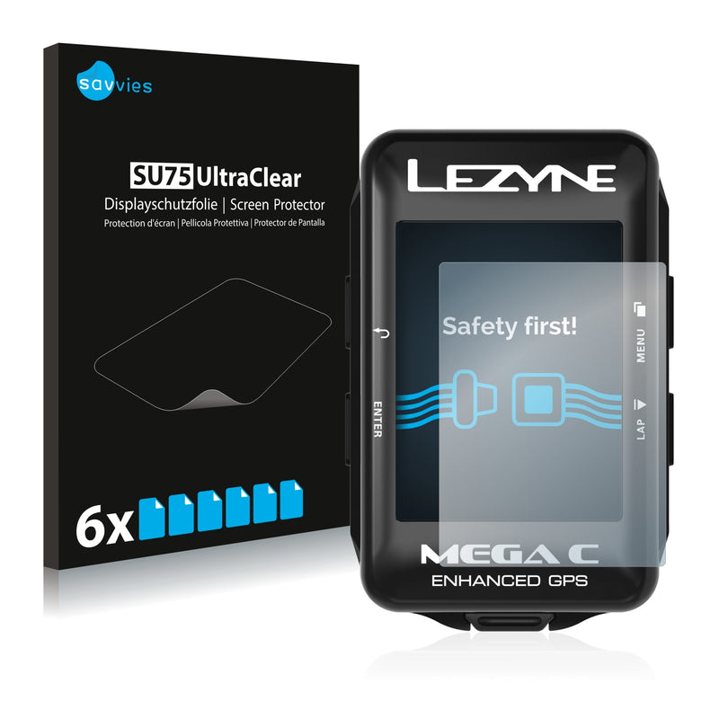 6x Savvies SU75 Screen Protector for Lezyne Mega C GPS