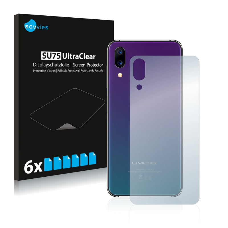 6x Savvies SU75 Screen Protector for Umidigi One Max (Back)