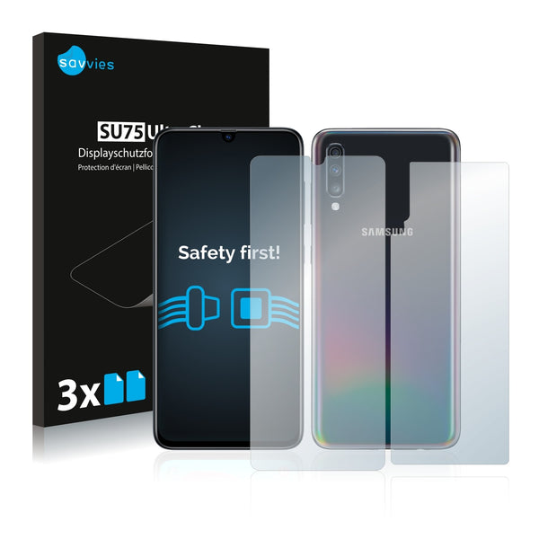 6x Savvies SU75 Screen Protector for Samsung Galaxy A70 (Front + Back)