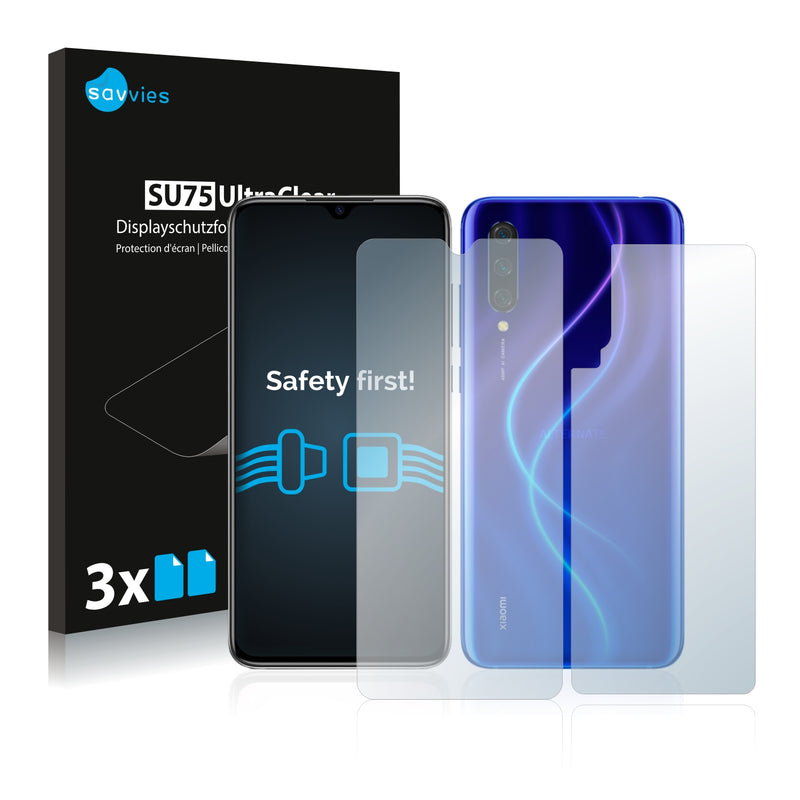 6x Savvies SU75 Screen Protector for Xiaomi Mi 9 Lite (Front + Back)