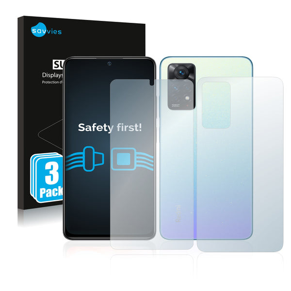 6x Savvies SU75 Screen Protector for Xiaomi Redmi Note 11 Pro (Front + Back)