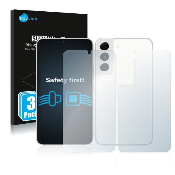 6x Savvies SU75 Screen Protector for Samsung Galaxy S22 5G (Front + Back)