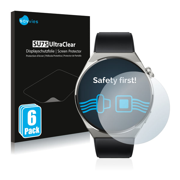 6x Savvies SU75 Screen Protector for Huawei Watch GT 3 Pro Titanium