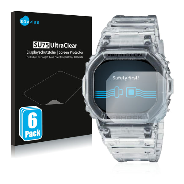 6x Savvies SU75 Screen Protector for Casio G-Shock DW-5600SKE-7