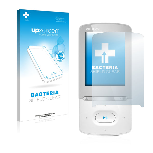 upscreen Bacteria Shield Clear Premium Antibacterial Screen Protector for Philips GoGear Azure SA5AZU04 2012