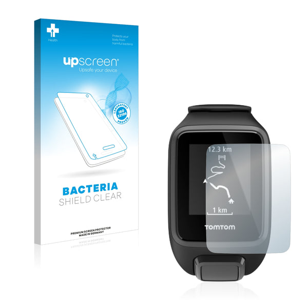 upscreen Bacteria Shield Clear Premium Antibacterial Screen Protector for TomTom Spark 3