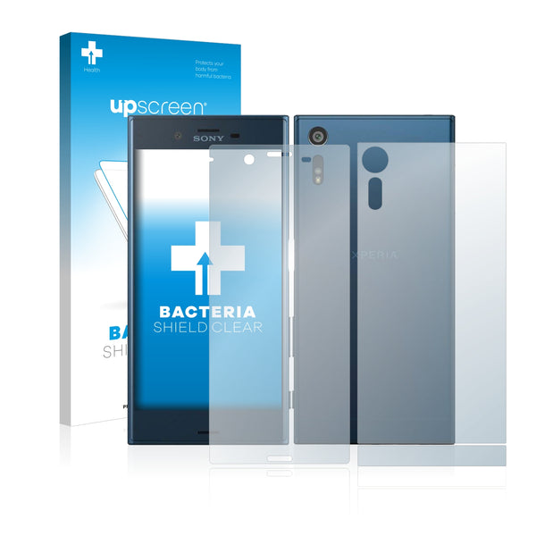 upscreen Bacteria Shield Clear Premium Antibacterial Screen Protector for Sony Xperia XZ (Front + Back)