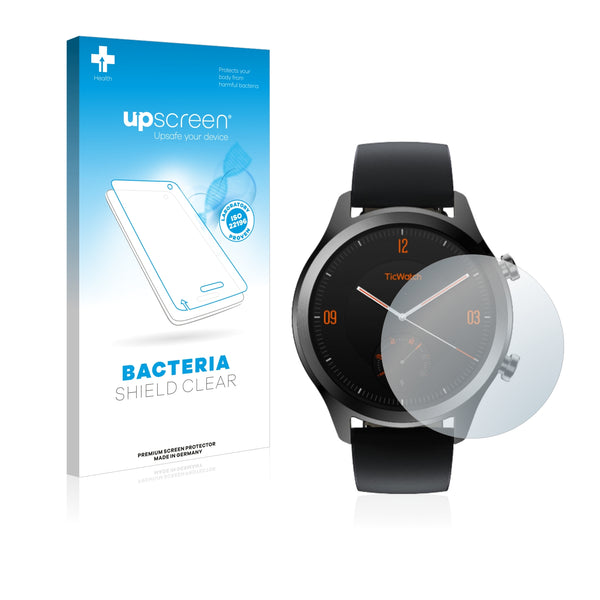upscreen Bacteria Shield Clear Premium Antibacterial Screen Protector for Mobvoi Ticwatch C2