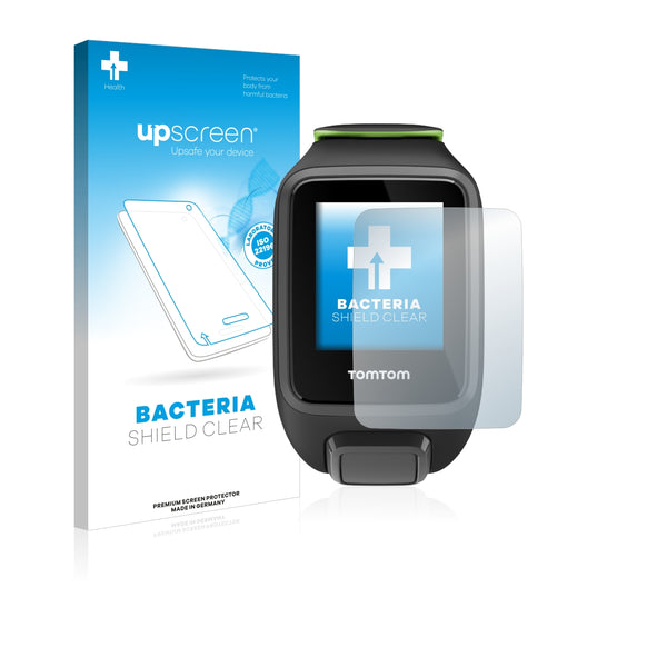 upscreen Bacteria Shield Clear Premium Antibacterial Screen Protector for TomTom Runner 3 Music