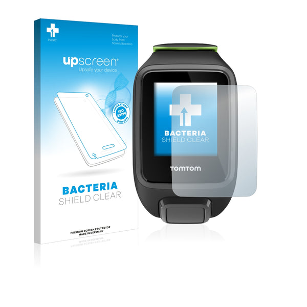 upscreen Bacteria Shield Clear Premium Antibacterial Screen Protector for TomTom Runner 3 Cardio