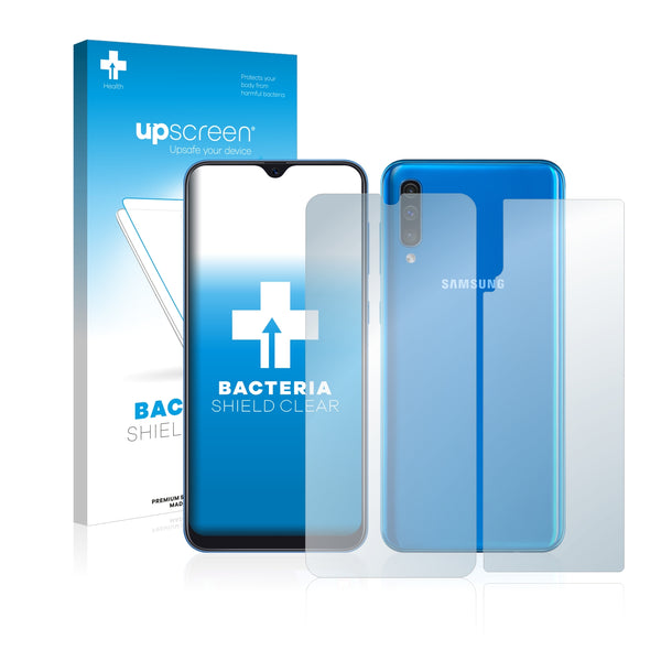 upscreen Bacteria Shield Clear Premium Antibacterial Screen Protector for Samsung Galaxy A50 (Front + Back)