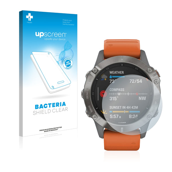 upscreen Bacteria Shield Clear Premium Antibacterial Screen Protector for Garmin Fenix 6 Pro