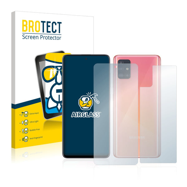 BROTECT AirGlass Glass Screen Protector for Samsung Galaxy A51 (Front + Back)