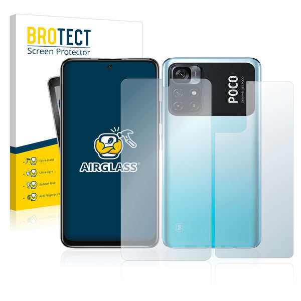 BROTECT AirGlass Glass Screen Protector for Xiaomi Poco M4 Pro 5G (Front + Back)