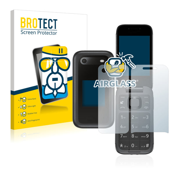 BROTECT AirGlass Glass Screen Protector for Nokia 2660 Flip (Front + Back)