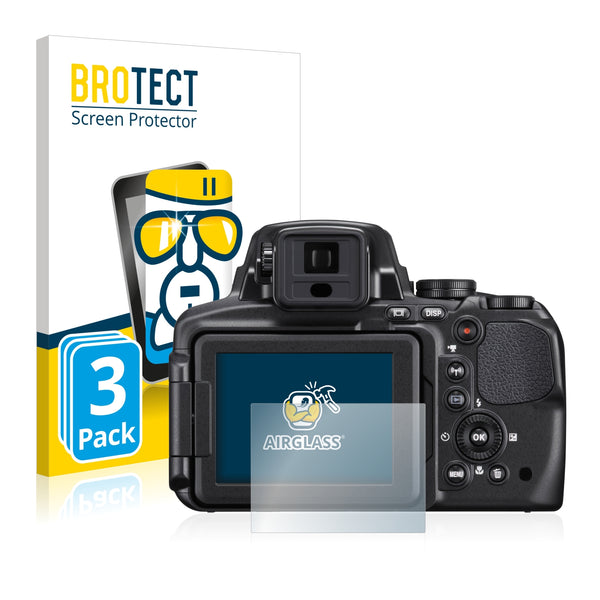 3x BROTECT AirGlass Glass Screen Protector for Nikon Coolpix P900