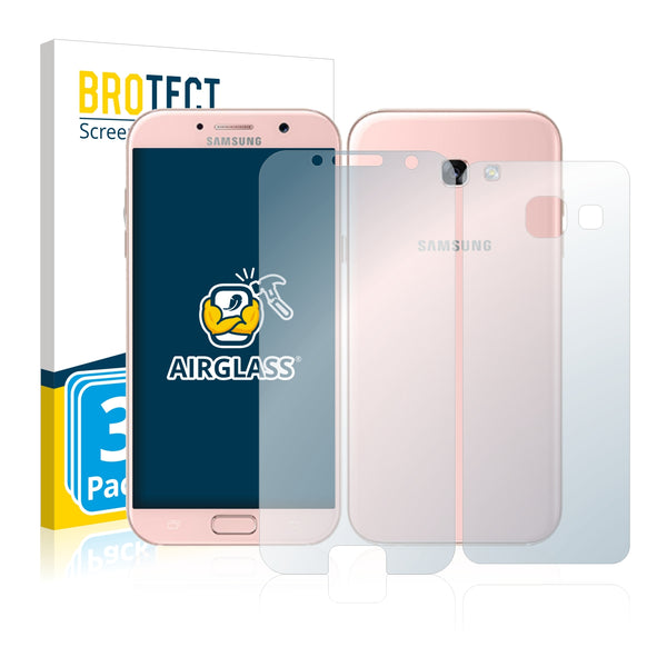 3x BROTECT AirGlass Glass Screen Protector for Samsung Galaxy A3 2017 (Front + Back)