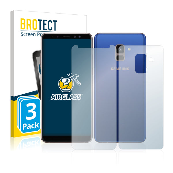 3x BROTECT AirGlass Glass Screen Protector for Samsung Galaxy A8 2018 (Front + Back)