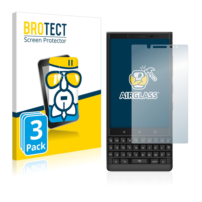 3x BROTECT AirGlass Glass Screen Protector for BlackBerry Key2