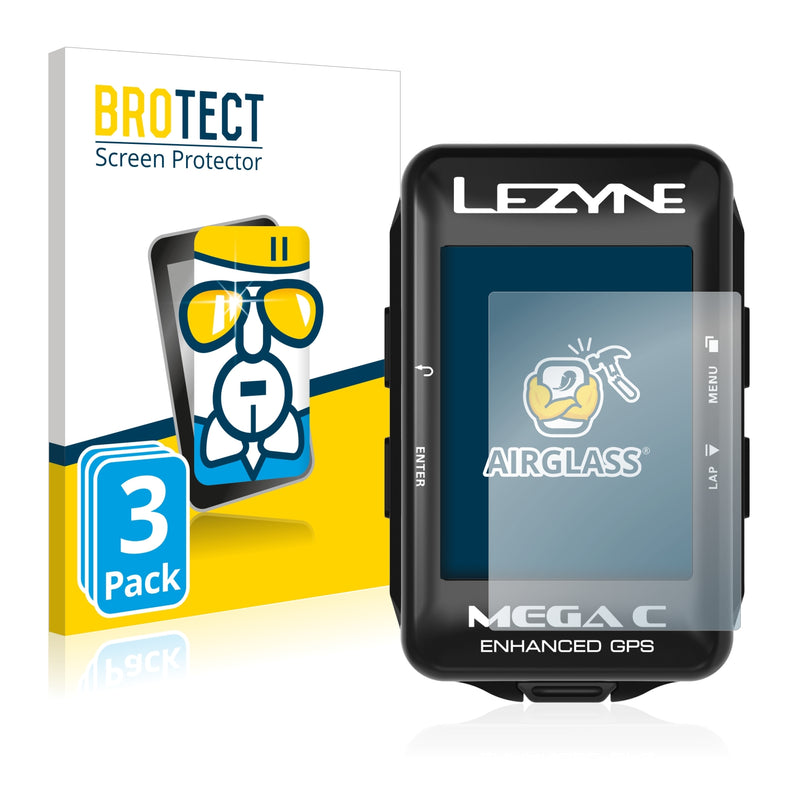 3x BROTECT AirGlass Glass Screen Protector for Lezyne Mega C GPS