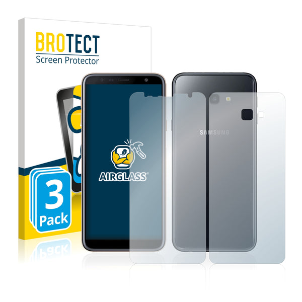 3x BROTECT AirGlass Glass Screen Protector for Samsung Galaxy J4 Plus (Front + Back)