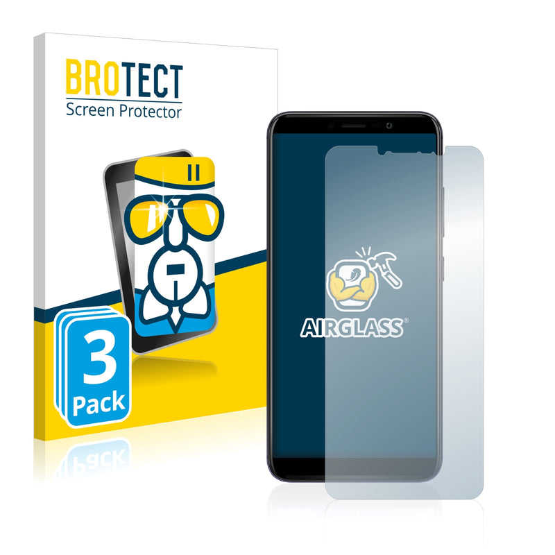 3x BROTECT AirGlass Glass Screen Protector for Wiko Y80