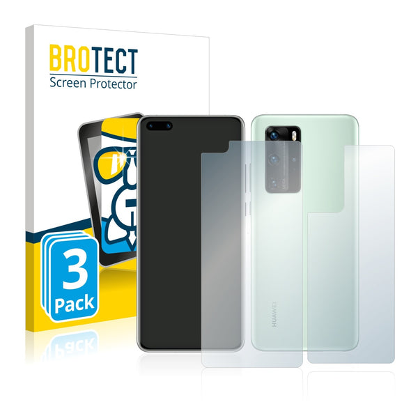 3x BROTECT AirGlass Glass Screen Protector for Huawei P40 (Front + Back)