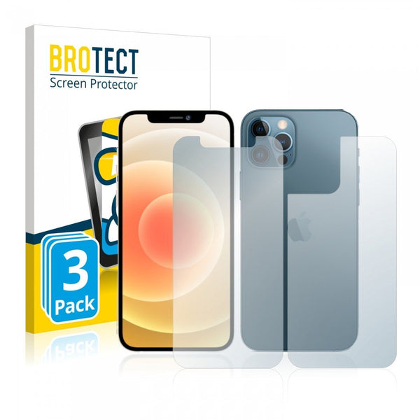 3x BROTECT AirGlass Glass Screen Protector for Apple iPhone 12 Pro (Front + Back)