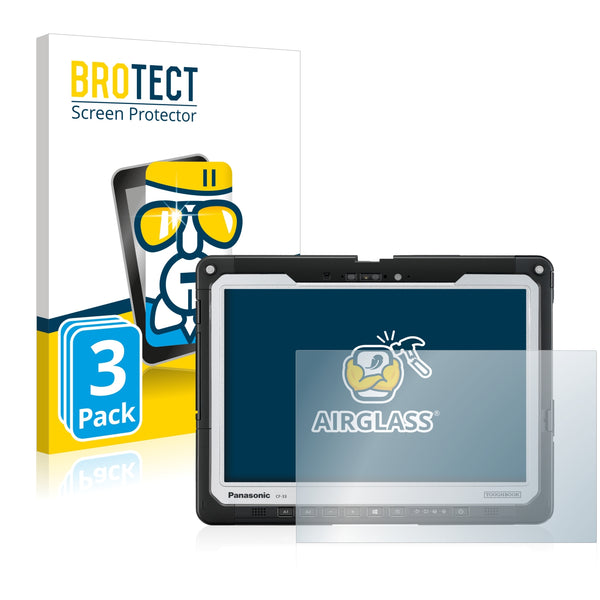 3x BROTECT AirGlass Glass Screen Protector for Panasonic Toughbook 33 Detachable