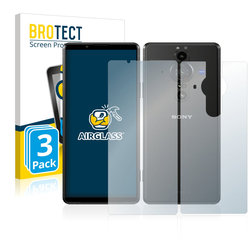 3x BROTECT AirGlass Glass Screen Protector for Sony Xperia Pro-I (Front + Back)