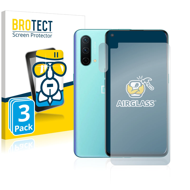 3x BROTECT AirGlass Glass Screen Protector for OnePlus Nord CE 5G (Front + cam)