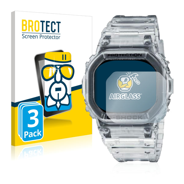 3x BROTECT AirGlass Glass Screen Protector for Casio G-Shock DW-5600SKE-7