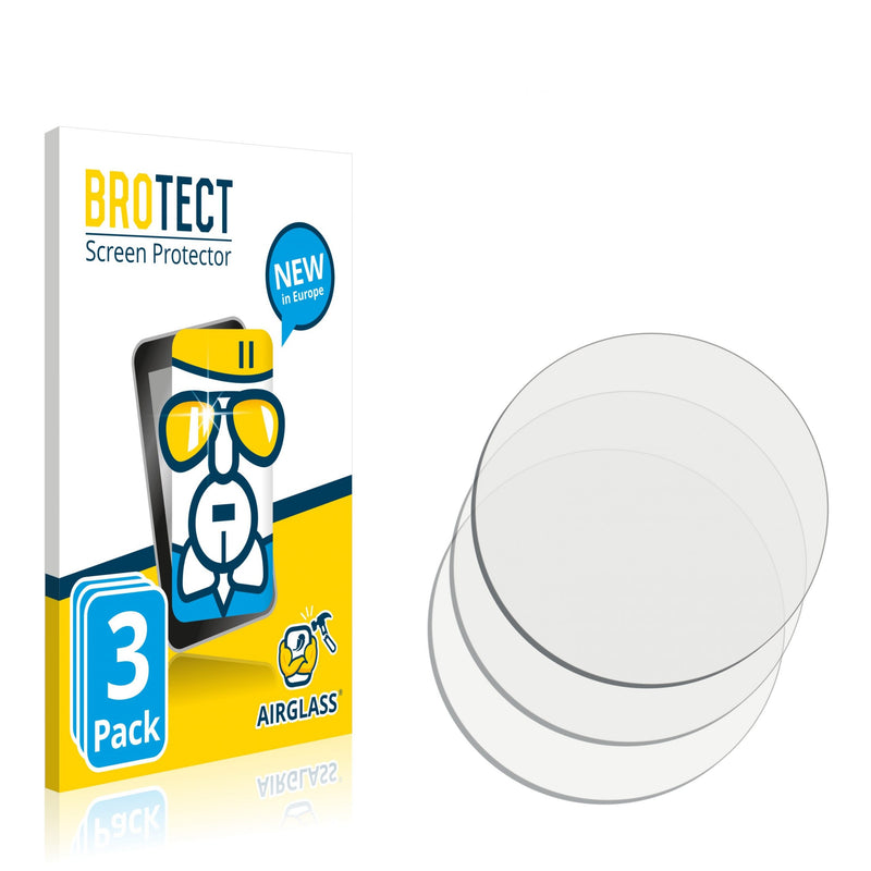 3x BROTECT AirGlass Glass Screen Protector for Circular Displays (Diameter: 27 mm)