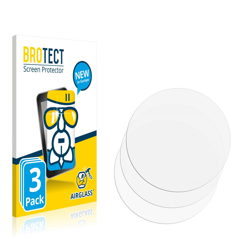 3x BROTECT AirGlass Glass Screen Protector for Circular Displays (Diameter: 45 mm)