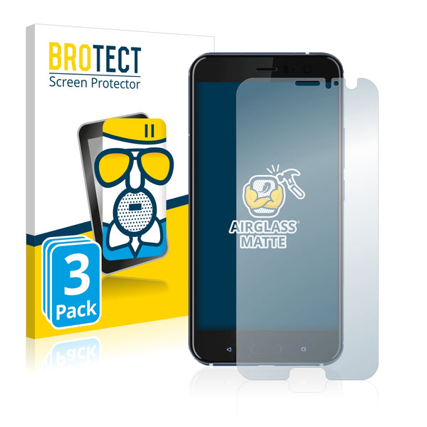 3x BROTECT AirGlass Matte Glass Screen Protector for HTC U11