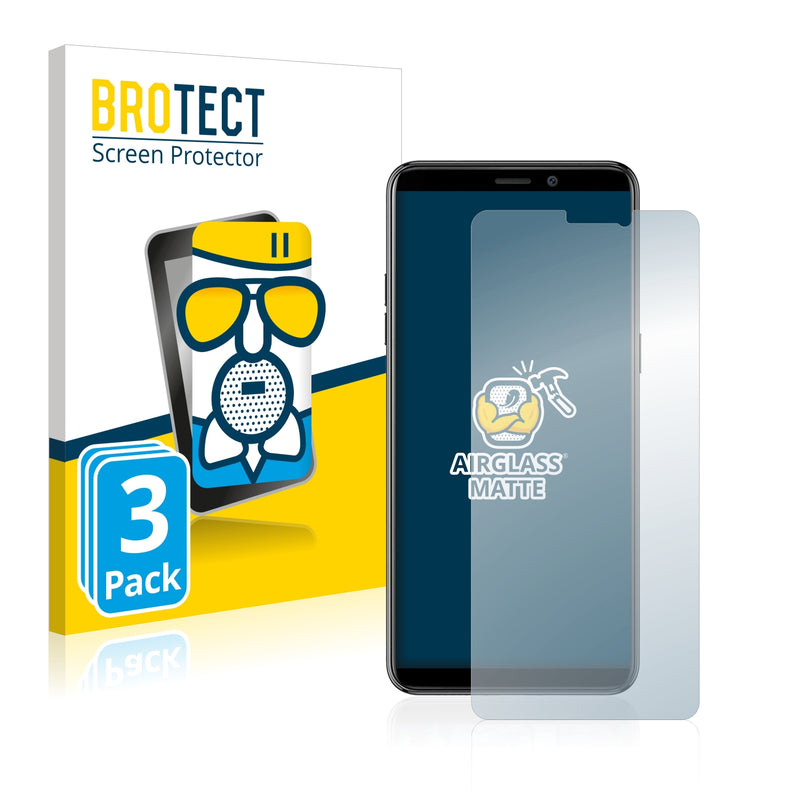 3x BROTECT AirGlass Matte Glass Screen Protector for Ulefone P6000 Plus